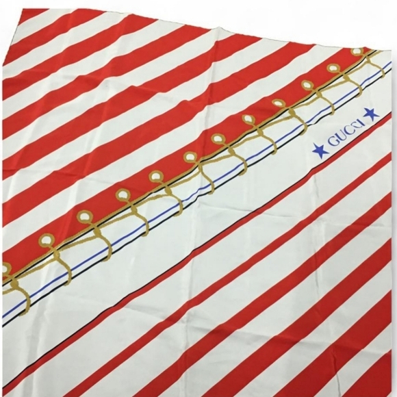 NWT Gucci Patriotic Nautical Red, White & Blue 100% Silk Scarf - Picture 2 of 8